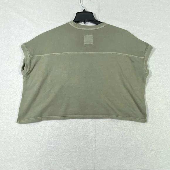 C&C California Sunwashed Beach Terry Sweater Women's S Green Crop Oversized NWT - Picture 5 of 9